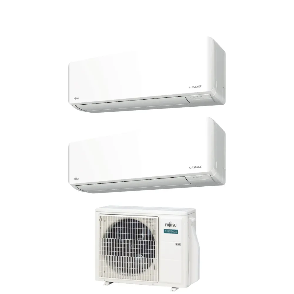 Fujitsu Climatiseur Dual Split Inverter Series Km 7 + 9 Avec Aoyg14kbta2 R-32 Wi-Fi intégré 7000 + 9000