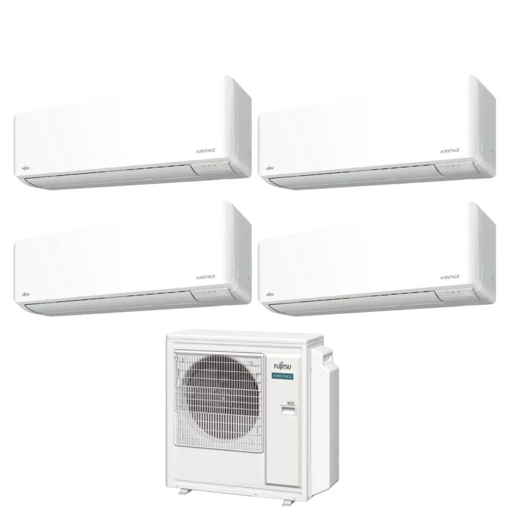 Fujitsu Climatiseur Quadri Split Inverter Series Km 9+9+14+14 Avec Aoyg30kbta4 R-32 Wi-Fi intégré 9000+9000+14000+14000