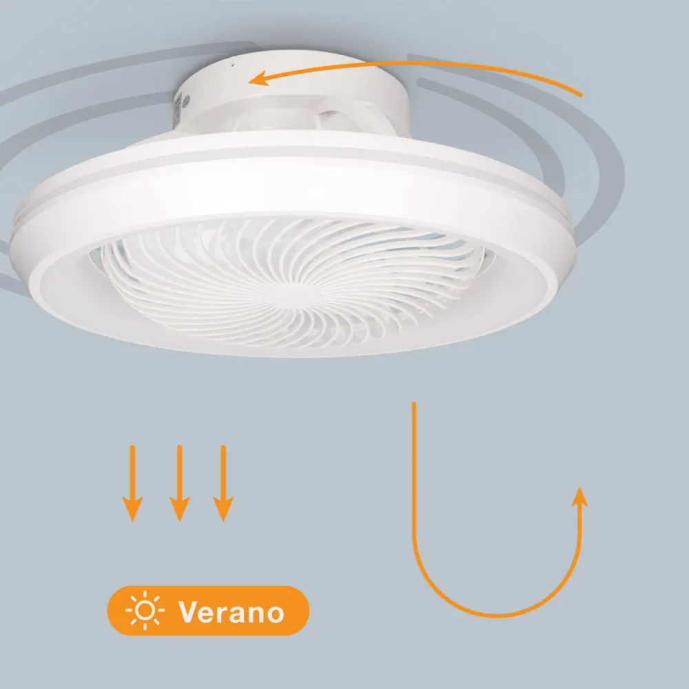 GSC Bhoor Rotating Ceiling Fan Dimmable CCT Light and Remote Control Ø50 7 Blades DC White 300005080 Garsaco
