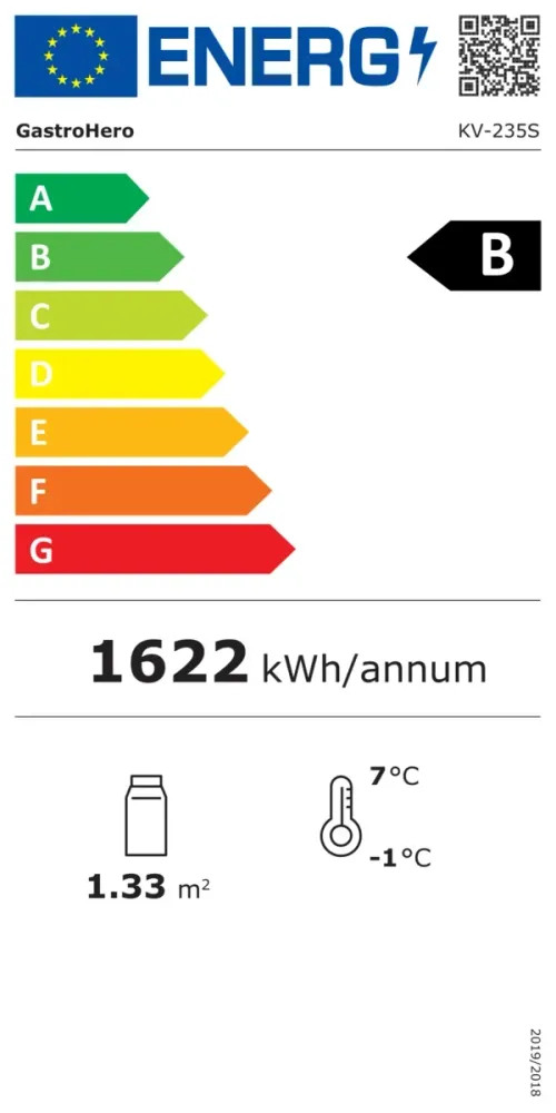 Vitrine réfrigérée ECO 235 Litres, éclairage LED, 4 grilles, noire GastroHero