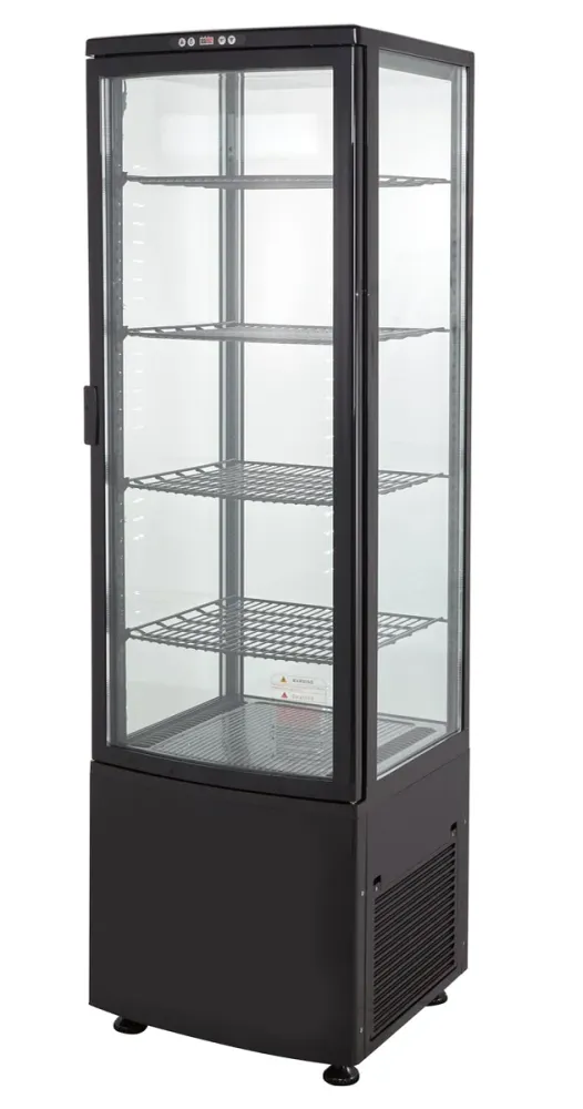 Vitrine réfrigérée ECO 235 Litres, éclairage LED, 4 grilles, noire GastroHero