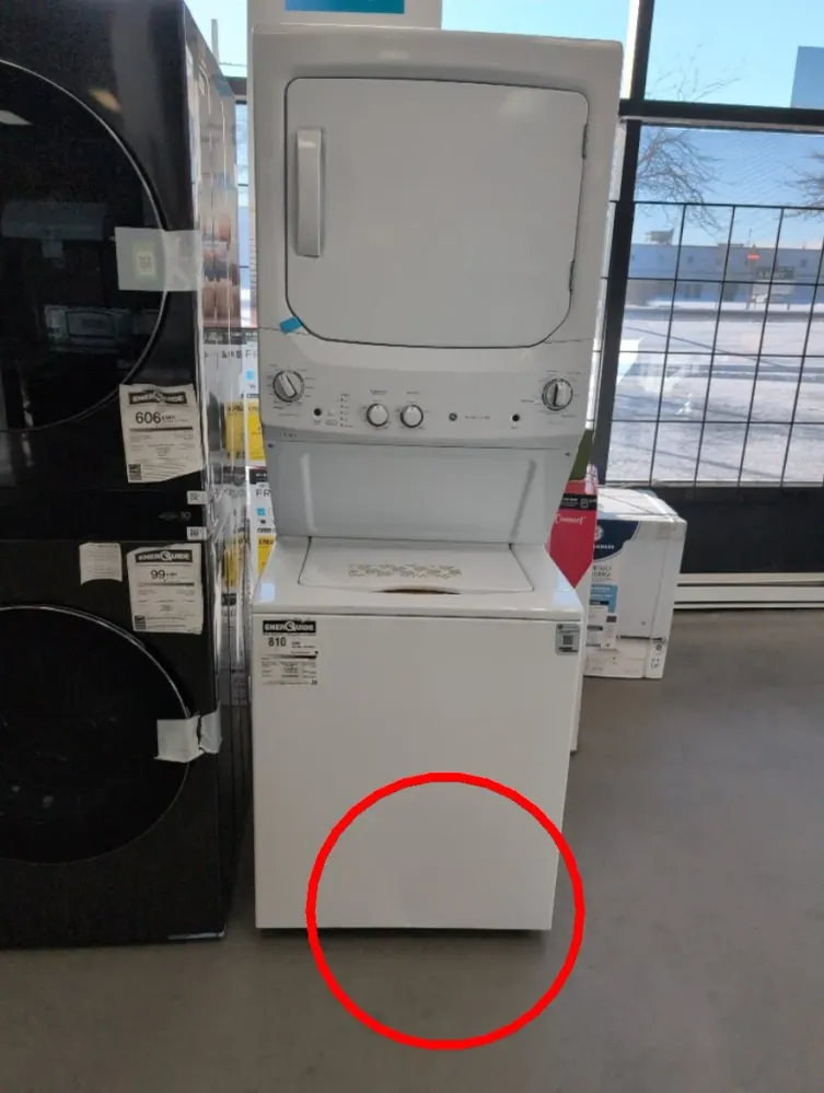 GUD27ESMMWW - LAVEUSE SÉCHEUSE SUPERPOSÉES - GE - Laveuse/Sécheuse Superposées - Électrique - Blanc - Boîte Ouverte