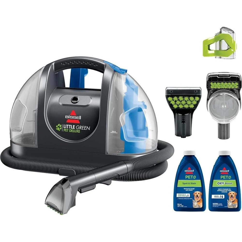 Bissell Little Green Pet Deluxe - Limpiador portátil de alfombras y detallador de coche/auto, 3353 (48 oz), gris/azul Gené...
