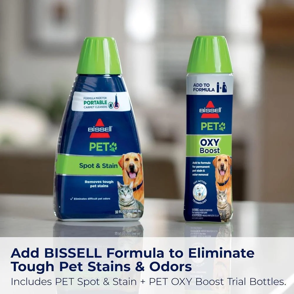 Bissell Little Green Pet Deluxe - Limpiador portátil de alfombras y detallador de coche/auto, 3353 (48 oz), gris/azul Gené...