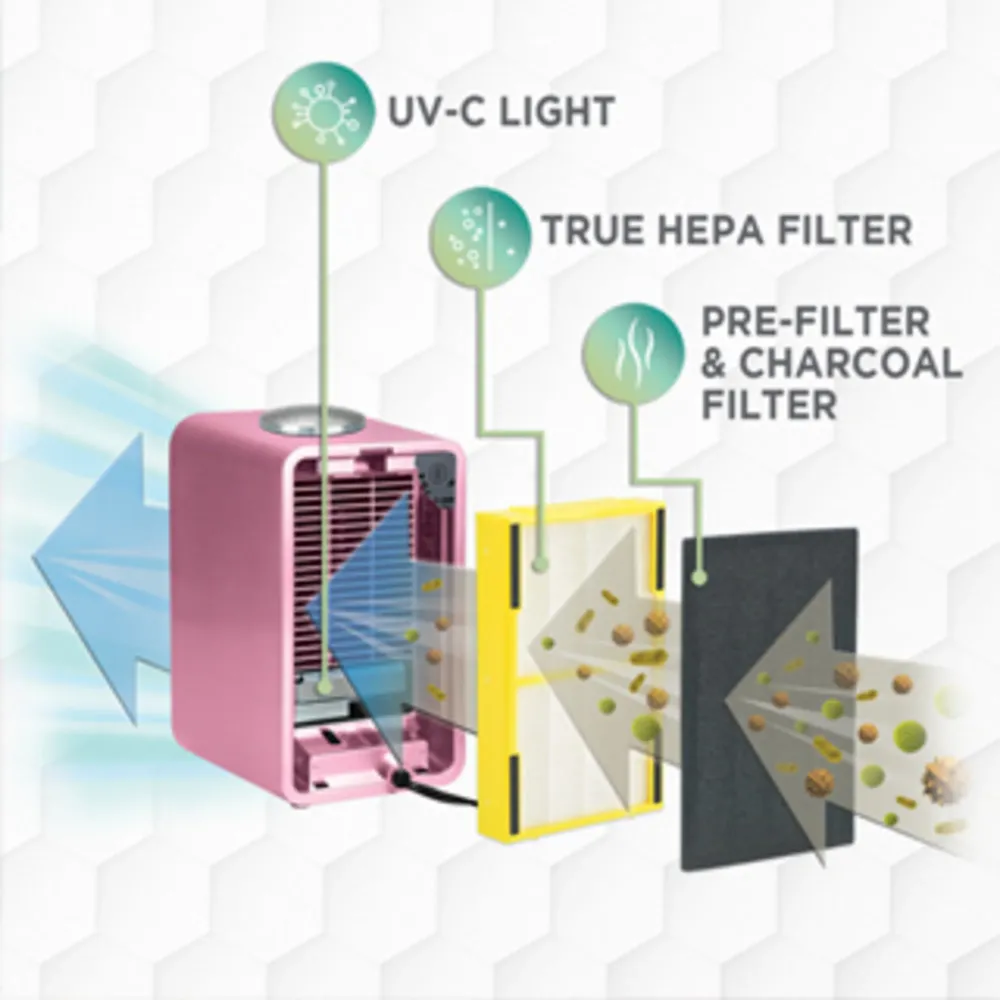 GermGuardian AC4150 4 en 1, purificateur d'air avec filtre HEPA, désinfectant UV-C et projecteur de veilleuse pour chambre...