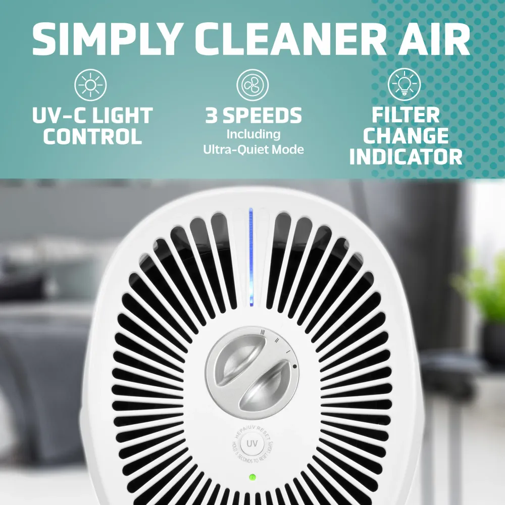 GermGuardian AC4625 Purificateur d'air tour 4 en 1 22 po avec HEPA à 360 degrés et UV-C et réduction des odeurs, blanc
