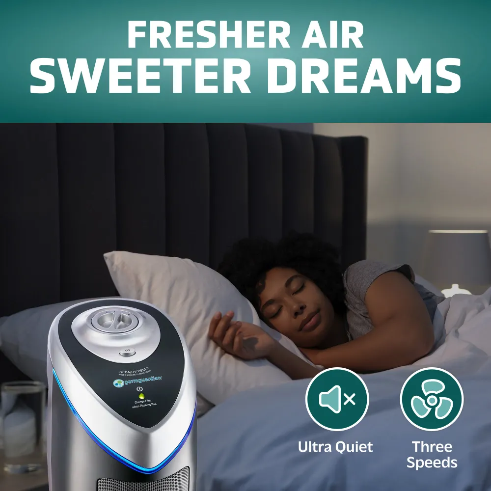 GermGuardian AC4825 Purificateur d'air 4 en 1 avec filtre HEPA, désinfectant UV-C et réduction des odeurs, tour de 22 pouc...