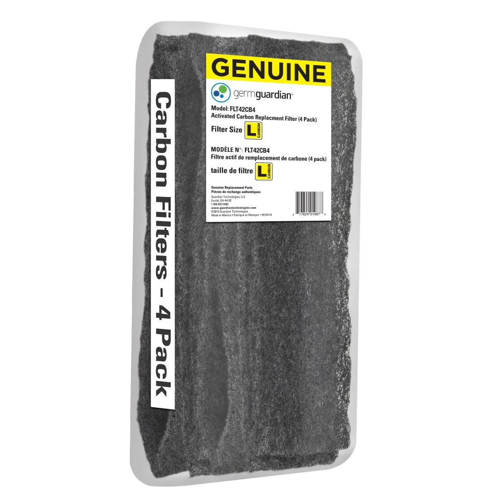 GermGuardian FLT42CB4 Remplacements de filtres à charbon authentiques pour purificateurs d'air de 13,5 pouces, paquet de 4