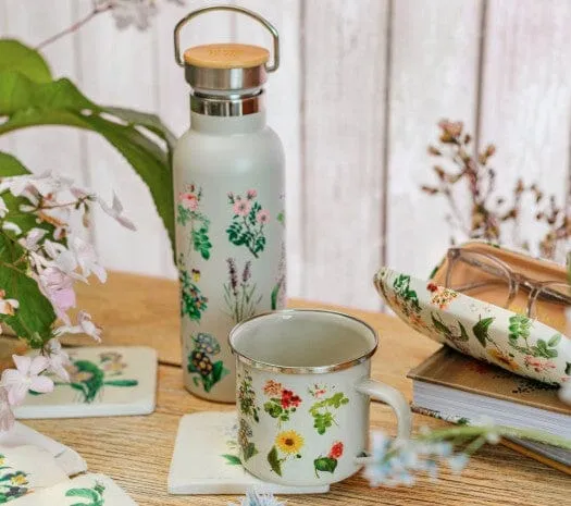 Gourde en métal - style vintage, motif "Fleurs" (425 ml) | Sass & Belle