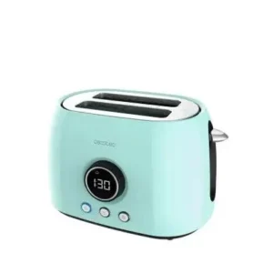 Grille pain 2 tranches rétro turquoise 6 niveaux de dorage ClassicToast 8000 Blue Double Cecotec
