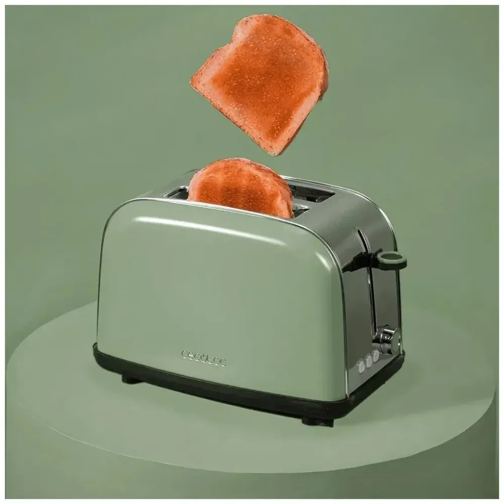 Grille pain vertical en acier 850 W efficacité et style pour petits déjeuners parfaits Cecotec