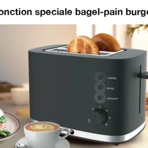 Grille-pain 870 W de la marque Fagor avec Boutons Réchauffer, Décongeler avec plateau de miettes - Livraison offerte