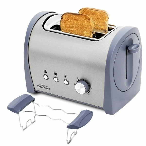 Grille-pain en acier inoxydable 800W avec plateau ramasse-miettes amovible - Livraison offerte