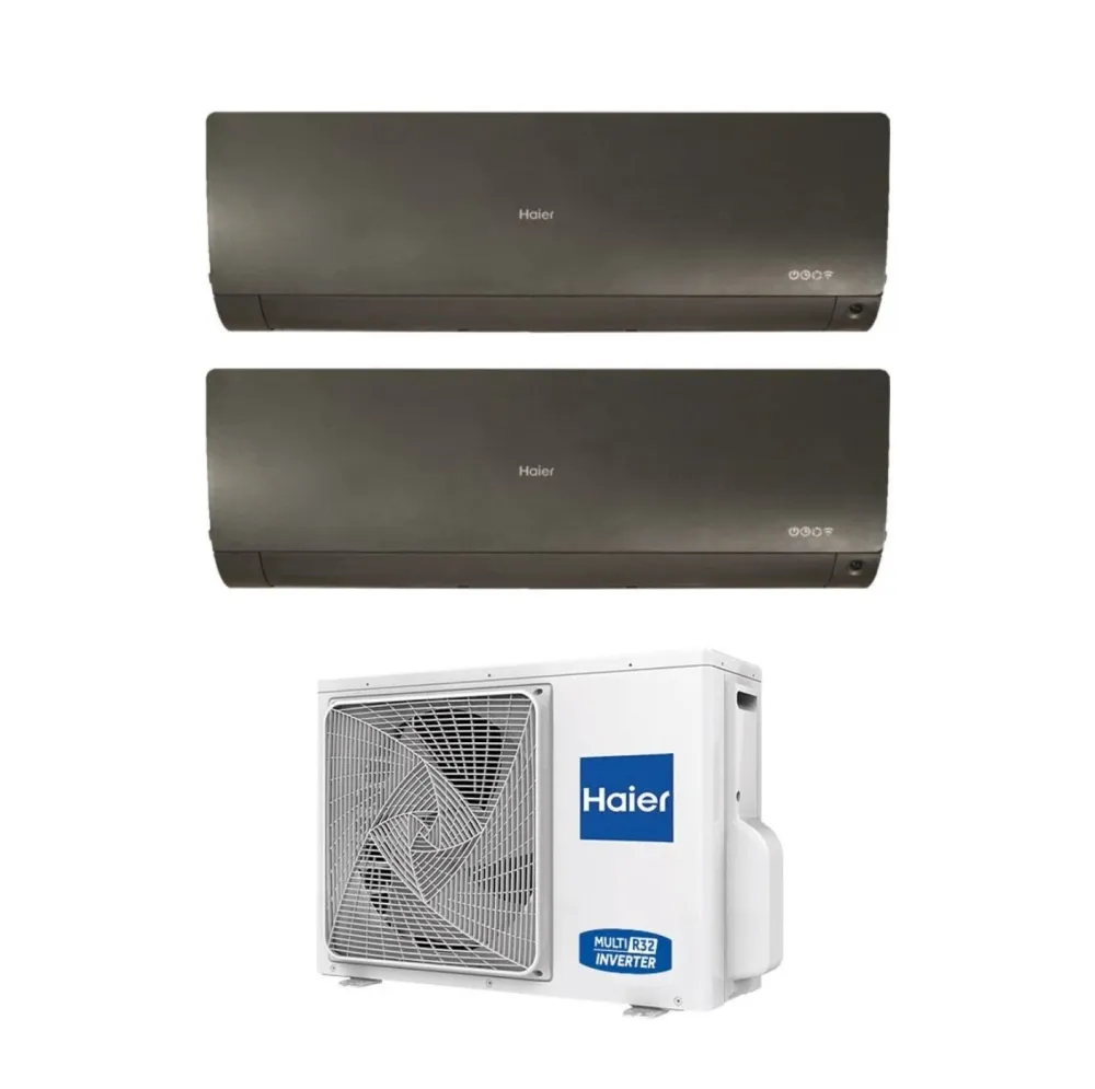 Haier Climatiseur Dual Split Inverter Série Flexis Plus Noir 7 + 9 Avec 2u40s2sm1fa R-32 Wi-Fi Intégré Couleur Noir 7000 +...
