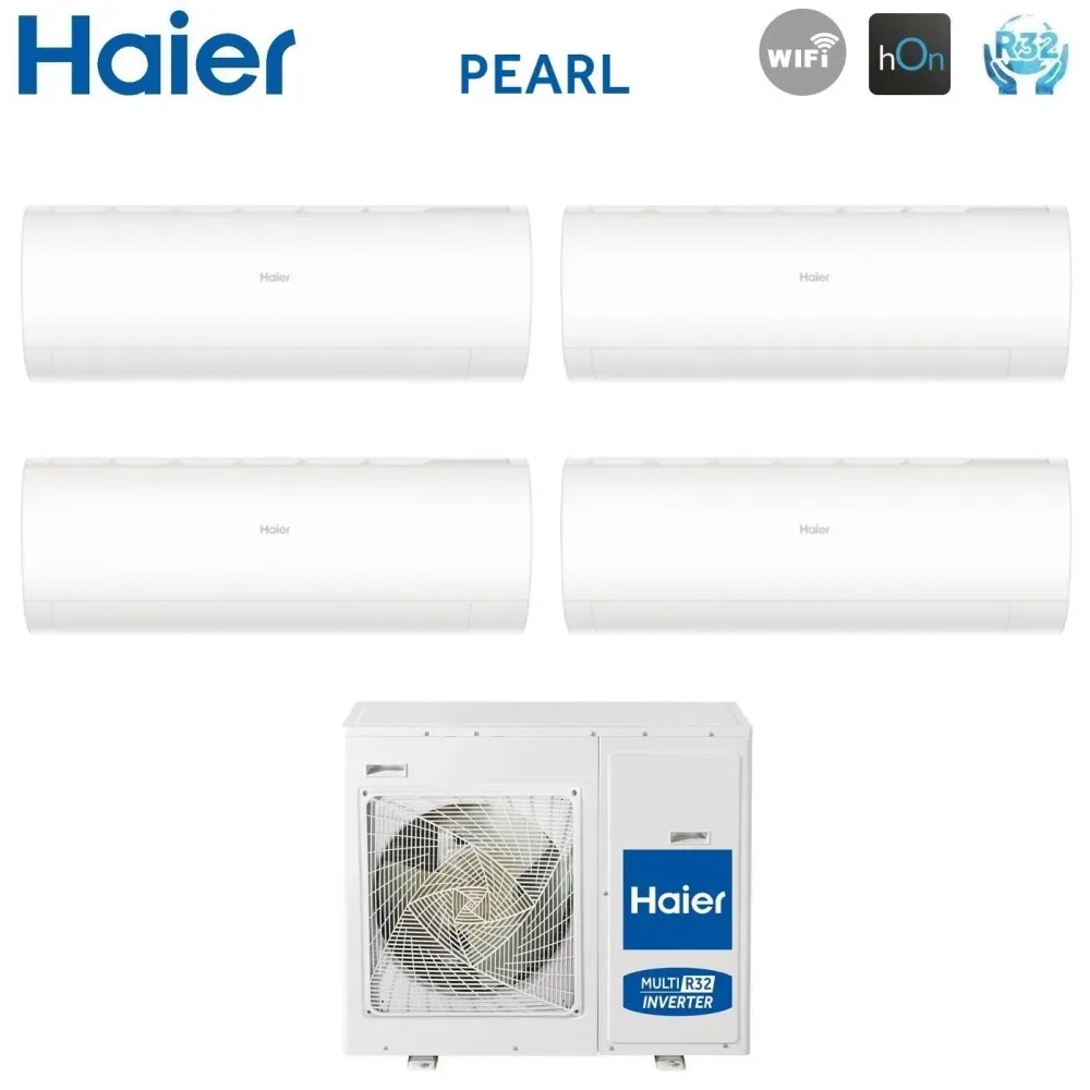 Haier Climatiseur Quadri Split Inverter Pearl Series 7+7+12+12 Avec 4u75s2sr2fa R-32 Wi-Fi intégré 7000+7000+12000+12000 -...