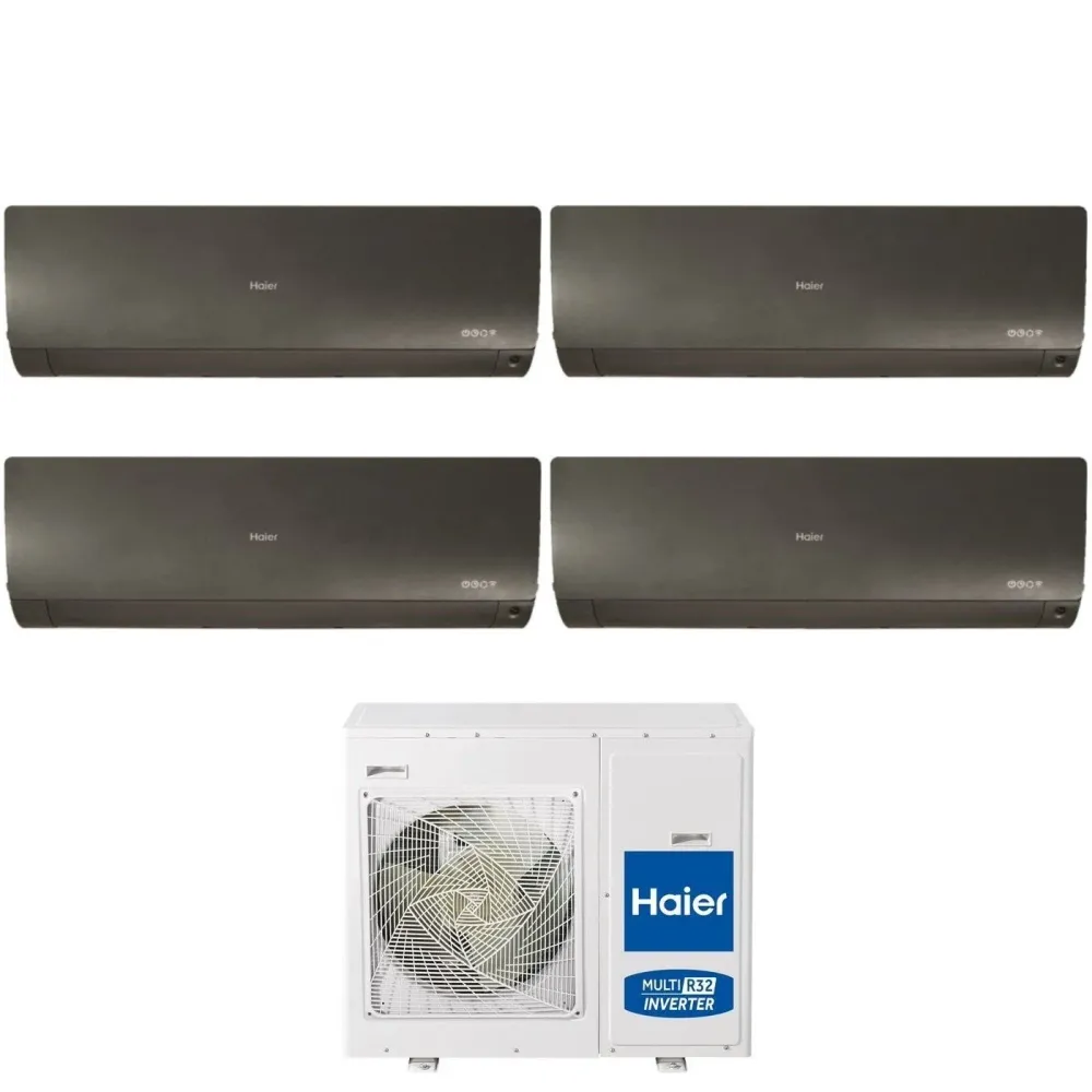 Haier Climatiseur Quadri Split Inverter Série Flexis Plus Noir 9 + 9 + 12 + 12 Avec 4u85s2sr3fa R-32 Wi-Fi intégré Couleur...