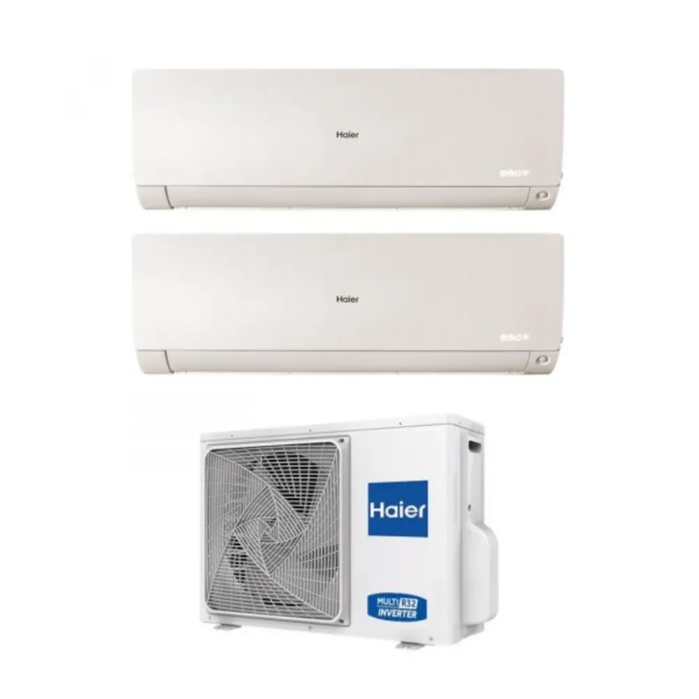 Haier Dual Split Inverter Climatiseur Flexis Plus Blanc Série 7 + 12 Avec 2u50s2sm1fa R-32 Wi-Fi Intégré Couleur Blanche 7...