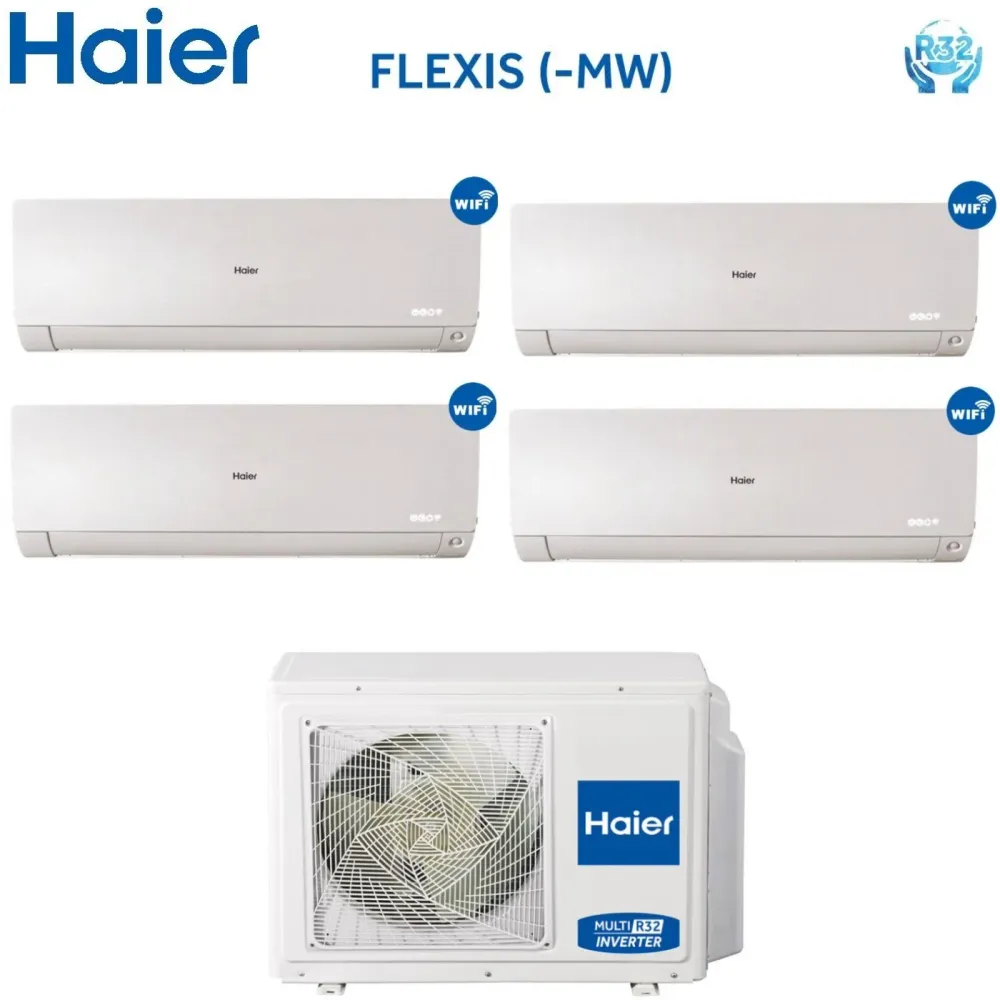 Haier Flexis White Series Split Inverter Climatiseur 7000+12000+12000+12000 Btu Avec 4u85s2sr2fa Wifi Intégré R-32 Wi-Fi 7...