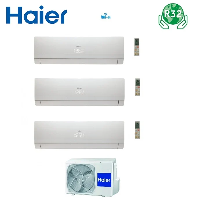 Haier Trial Split Inverter Climatiseur Nébuleuse Vert Blanc Série 9 + 9 + 12 Avec 3u52s2sg1fa Wi-Fi R-32 9000 + 9000 + 12000