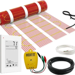 Système de chauffage au sol HEATIT Warmmat 50 pi² avec thermostat ET-72 et moniteur d’alarme (boîte ouverte)