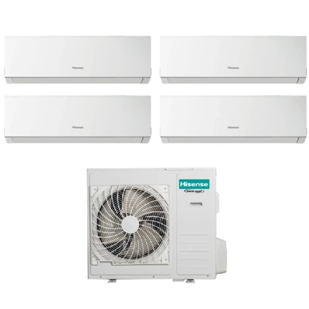 Hisense Climatiseur Quadri Split Inverter New Comfort Series 7 + 12 + 12 + 12 Avec 4amw105u4raa R-32 Wi-Fi en option 7000...