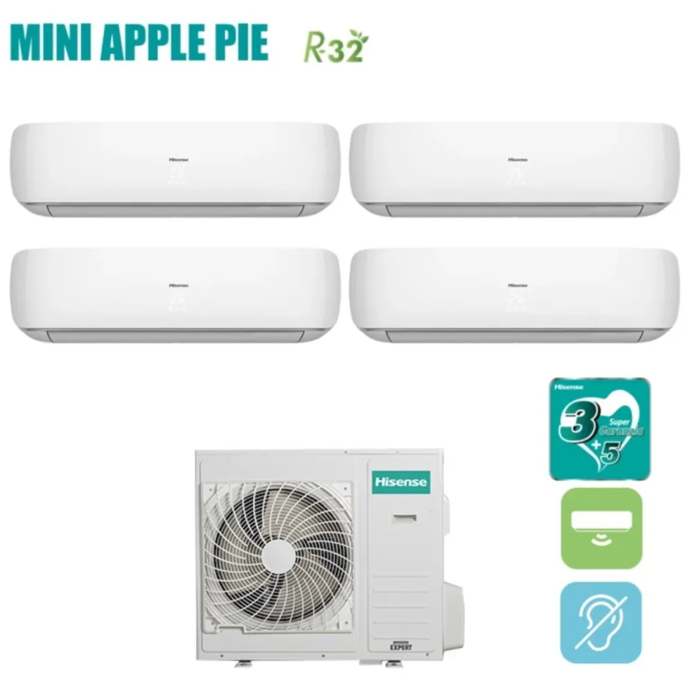 Hisense Climatiseur Quadri Split Inverter Series Mini Apple Pie 9 + 9 + 9 + 9 Avec 4amw105u4raa R-32 Wi-Fi Optionnel 9000...