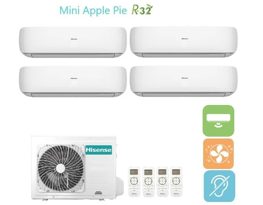 Hisense Climatiseur Quadri Split Inverter Series Mini Apple Pie 9 + 9 + 9 + 9 Avec 4amw105u4raa R-32 Wi-Fi Optionnel 9000...