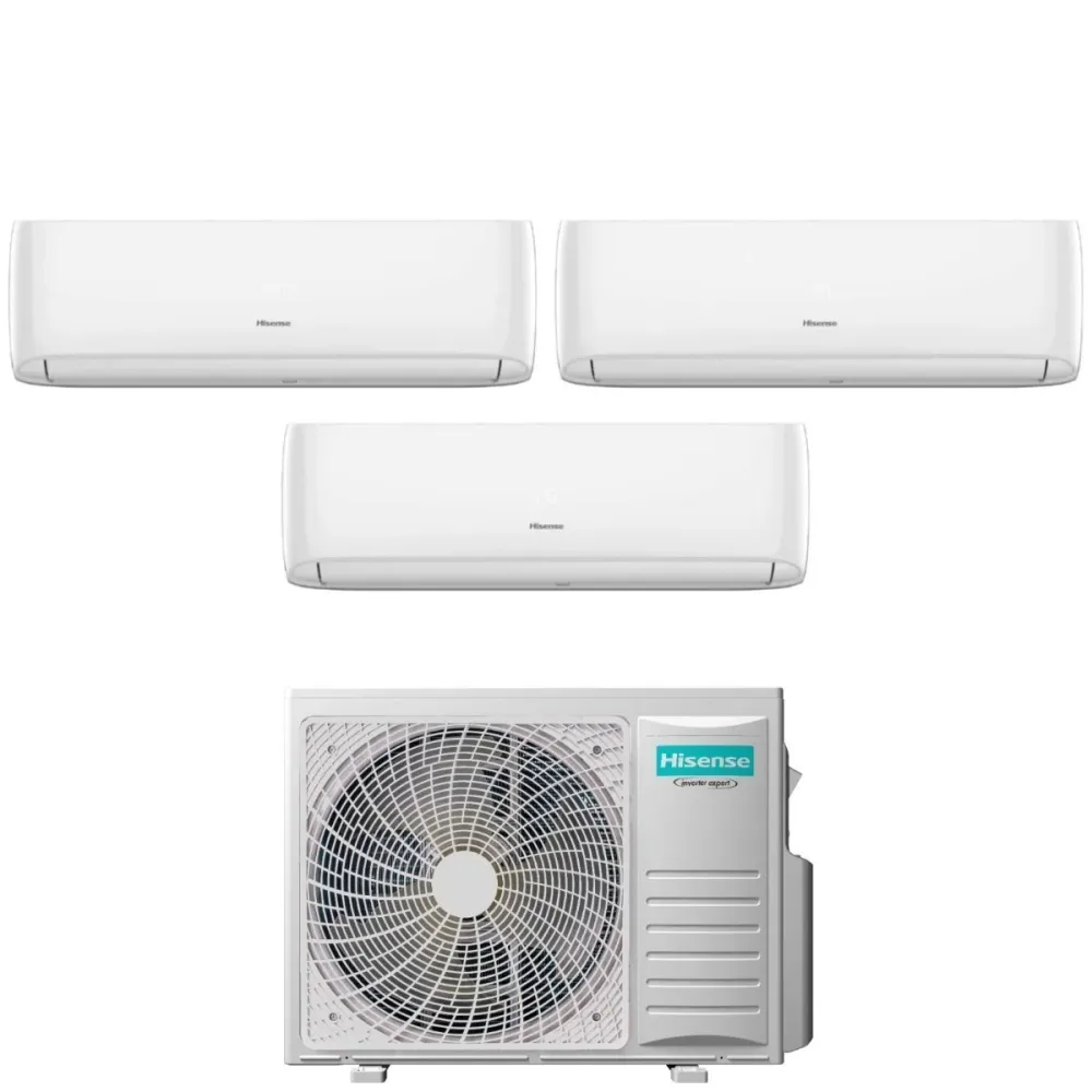 Hisense Trial Split Inverter Climatiseur Hi-Comfort Series 7 + 9 + 9 Avec 3amw72u4rfa R-32 Wi-Fi intégré 7000 + 9000 + 900...