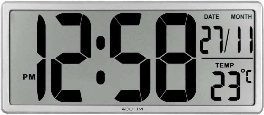 Horloge murale/de bureau LCD géante Acctim Date Keeper avec réglage automatique