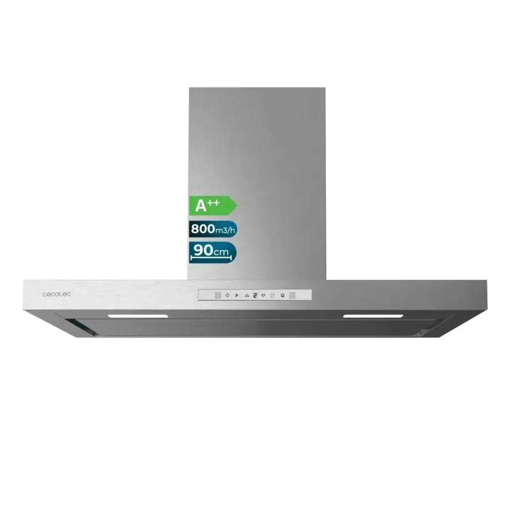 Hotte aspirante 90 cm inoxydable 800 m3 h commande tactile avancée Cecotec
