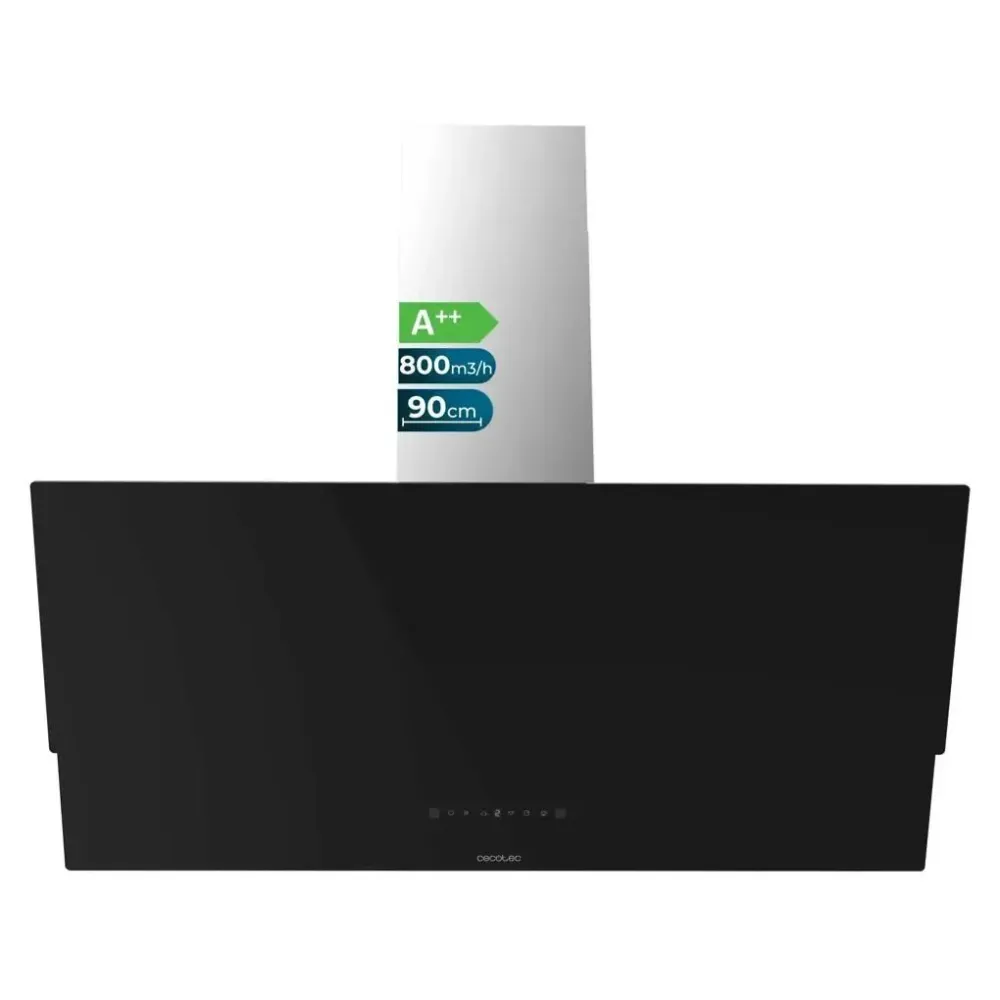 Hotte aspirante 90 cm verre noir aspiration puissante efficacité énergétique plus plus Cecotec