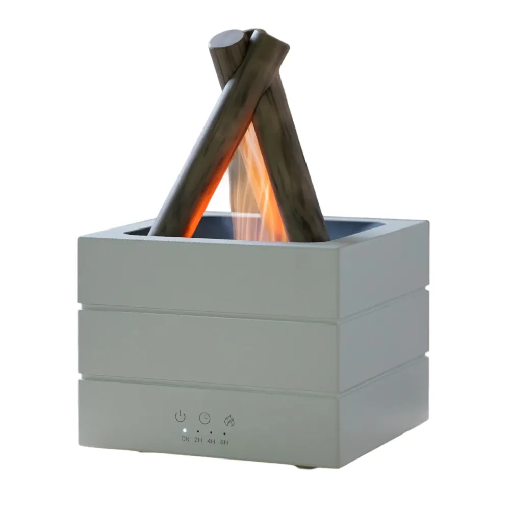 Humidificateur 280ml appareil d'aromathérapie simulant un feu de camp éclairage d'ambiance multicolore atomisation ultraso...