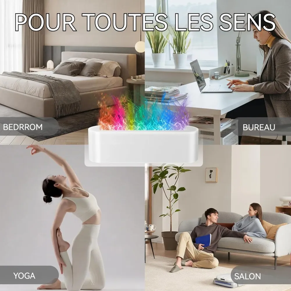 Humidificateur d'air 25,7x7x7,5cm 7 effets de lumière diffuseur huiles essentielles avec 150ml réservoir d'eau et 3 minute...