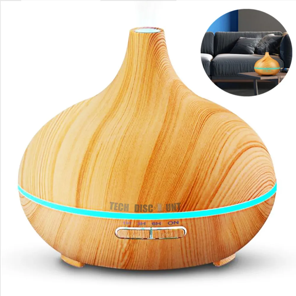 Humidificateur d'air 400 ml 16,5x15cm LED veilleuse 7 couleurs réglage de la minuterie aroma lamp 3d fireworks diffuseur d...