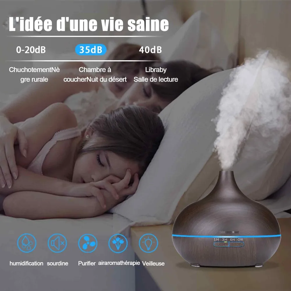 Humidificateur d'air 400 ml 16,5x15cm LED veilleuse 7 couleurs réglage de la minuterie aroma lamp 3d fireworks diffuseur d...