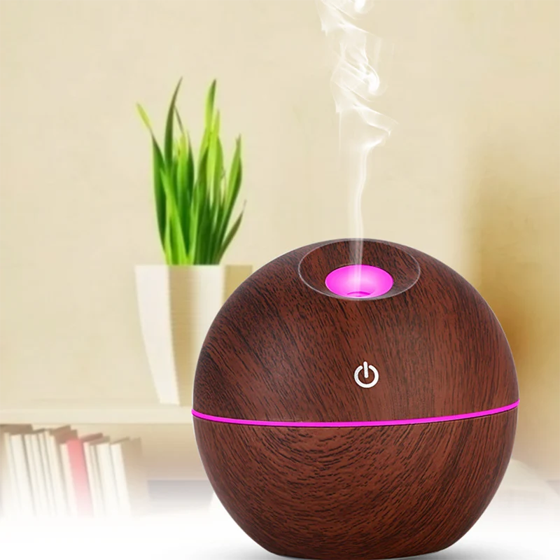 TD® Humidificateur d'aromathérapie à grain de bois USB130ML purificateur d'air humidificateur à ultrasons à billes pour ca...