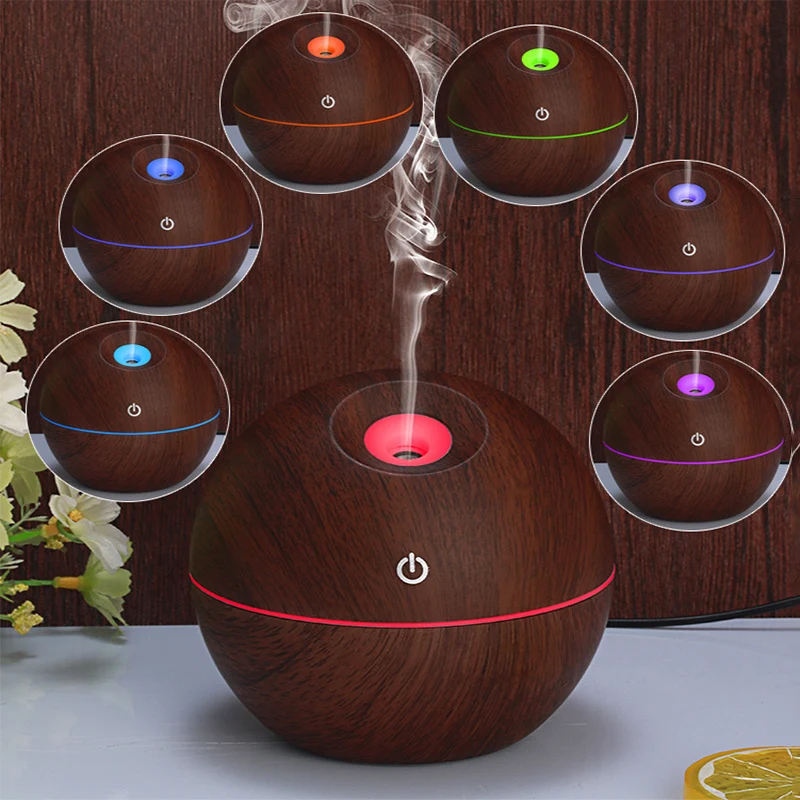 TD® Humidificateur d'aromathérapie à grain de bois USB130ML purificateur d'air humidificateur à ultrasons à billes pour ca...