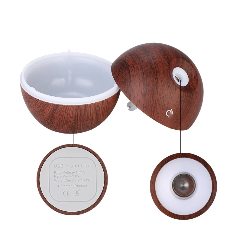 TD® Humidificateur d'aromathérapie à grain de bois USB130ML purificateur d'air humidificateur à ultrasons à billes pour ca...