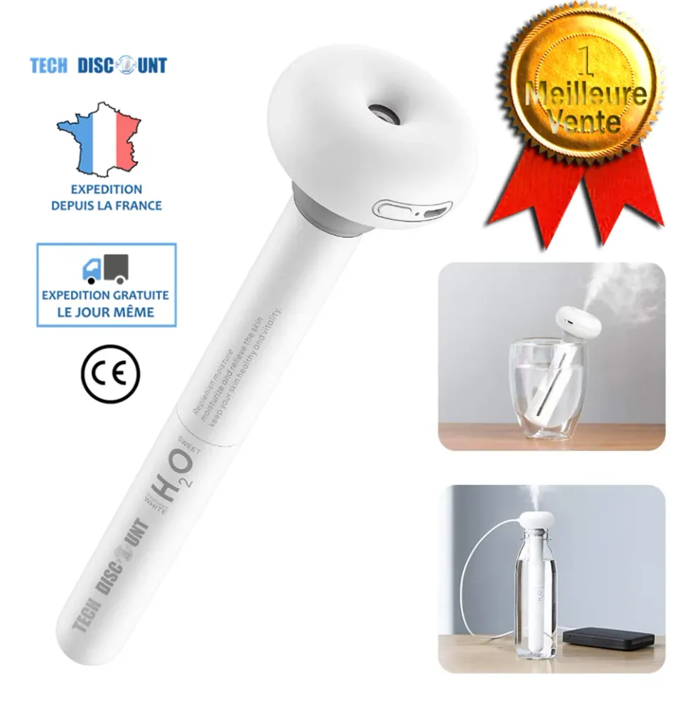 TD® Humidificateur portable rechargeable eau bouteille air maison chambre bebe voyage usb silencieux verre décoration puri...