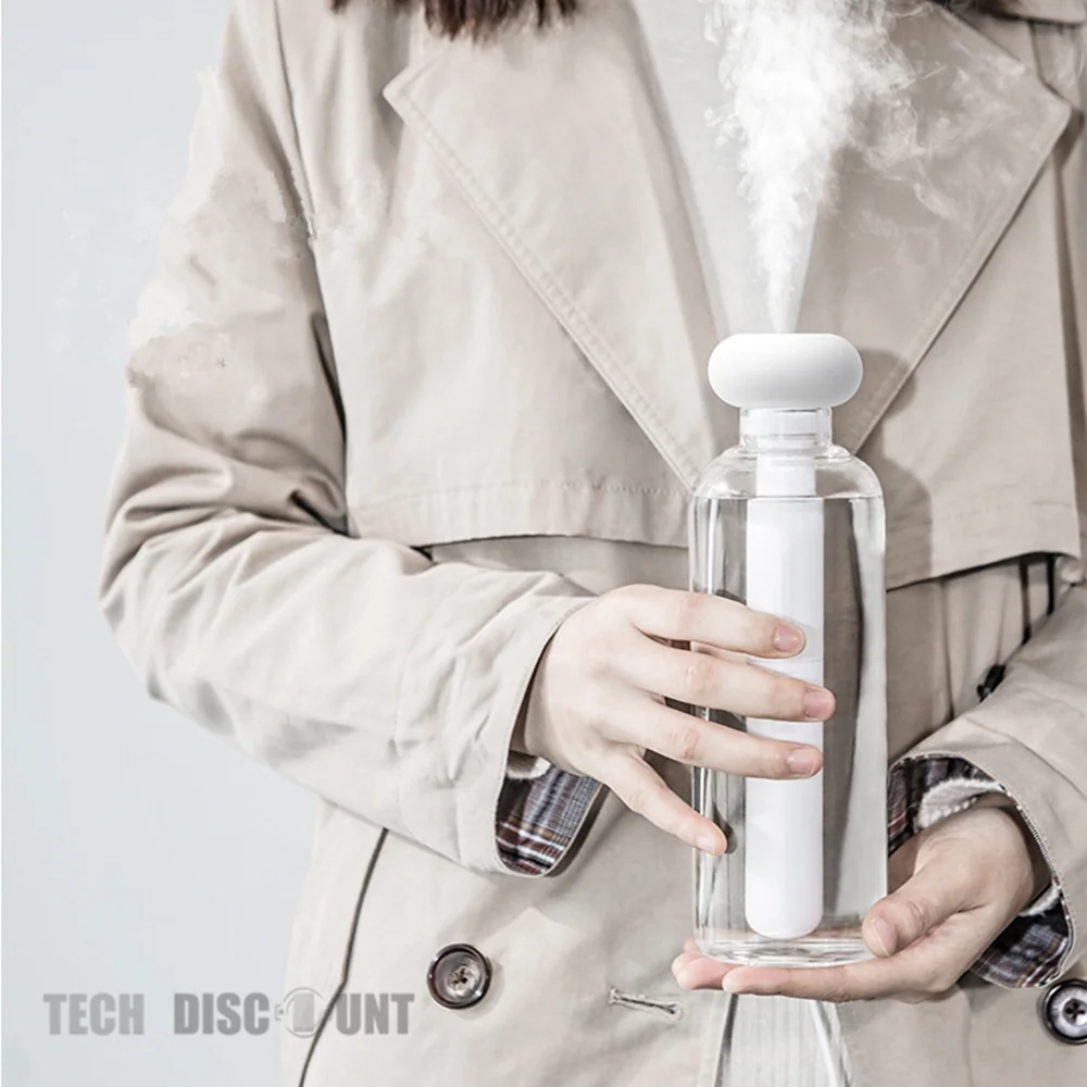 TD® Humidificateur portable rechargeable eau bouteille air maison chambre bebe voyage usb silencieux verre décoration puri...