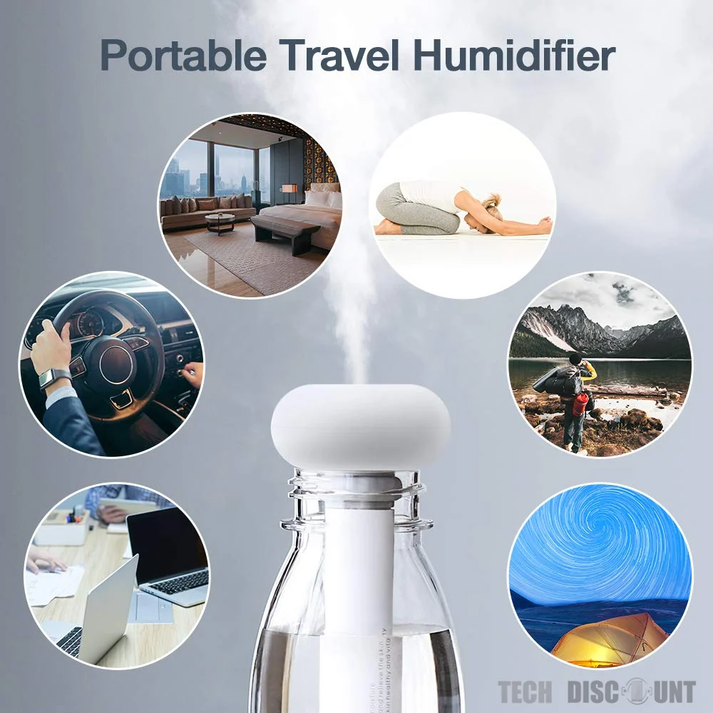 TD® Humidificateur portable rechargeable eau bouteille air maison chambre bebe voyage usb silencieux verre décoration puri...