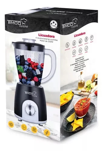 Licuadora Vaso Plástico Timco Licx-803 1.4 Litros Libre de BPA | Color: Negro Importaciones González