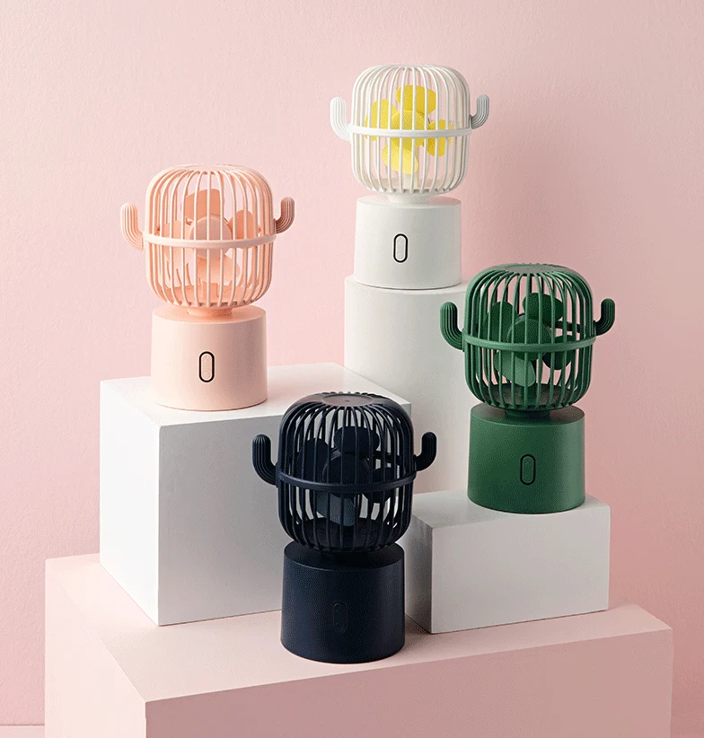 INN® Mini Ventilateur de Table Portable USB Cactus - 3 Vitesse Réglable - Rotation à 80° - Silencieux & Oscillant Ventilat...