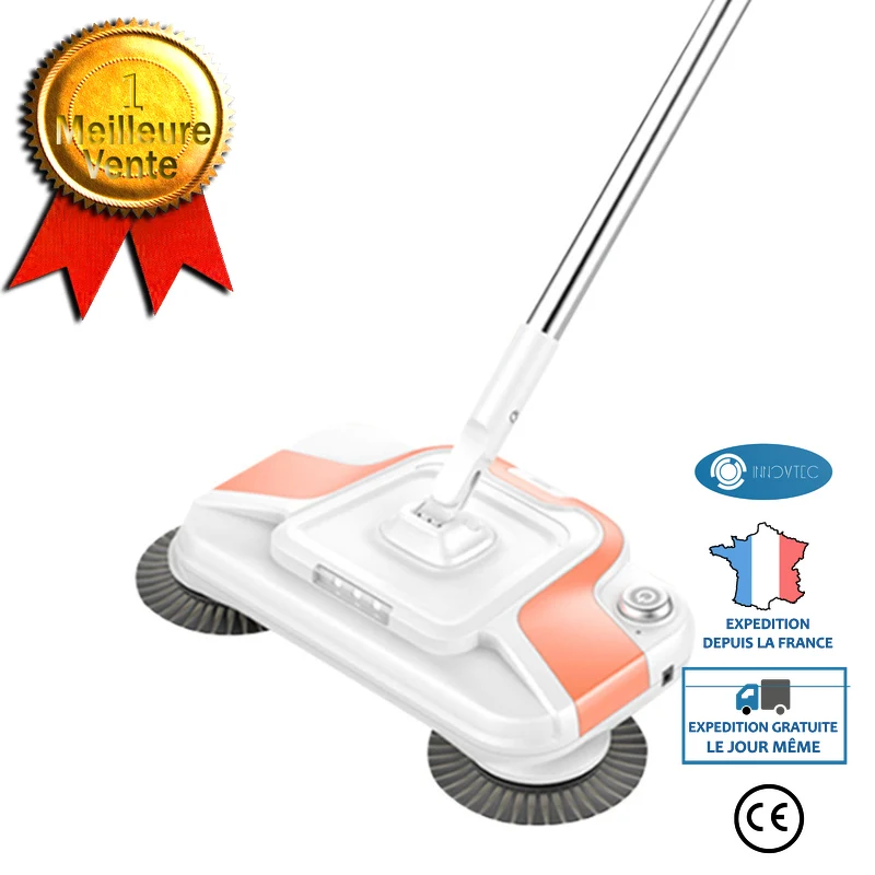 INN® Vadrouille électrique, brosse de nettoyage électrique sans fil, brosse de nettoyage domestique rétractable à long man...