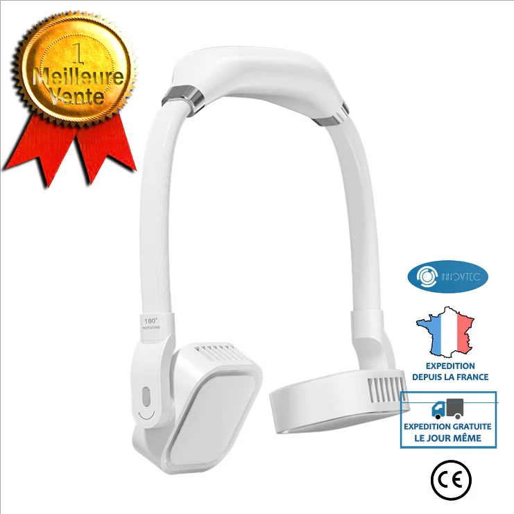 INN® Ventilateur de cou suspendu paresseux rotatif Portable Sports de plein air USB silencieux mini ventilateur sans feuilles