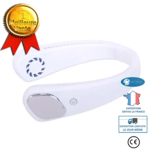 INN® Ventilateur à cou suspendu sans feuilles paresseux USB portable à cou suspendu petit ventilateur électrique bureau ex...