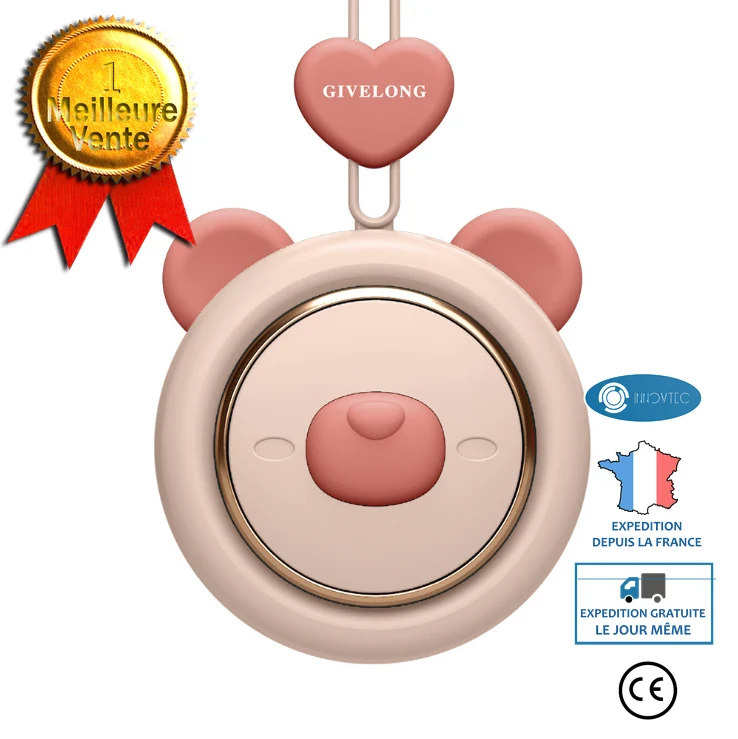 INN® Ventilateur mignon animal de compagnie suspendu cou mini ventilateur de charge USB portable étudiant fille enfant pas...