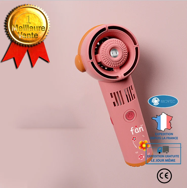 INN® Ventilateur portable à main sans feuilles pulvérisation automatique petit ventilateur dortoir de bureau charge USB mi...