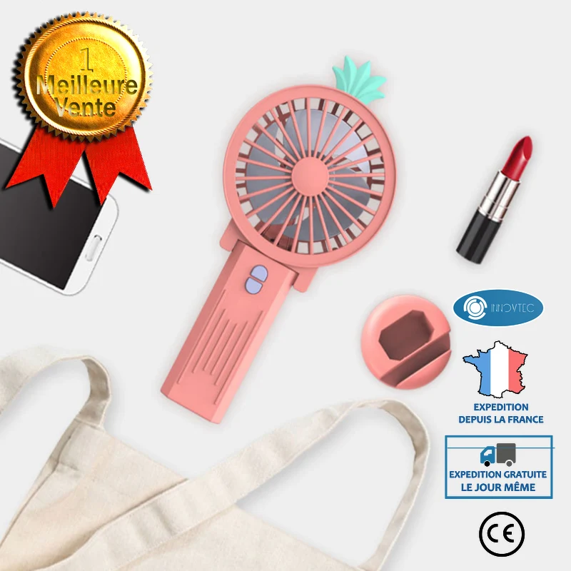 INN® Ventilateur portable ventilateur d'éclairage de poche étudiant pliable usb portable charge mini ventilateur rose