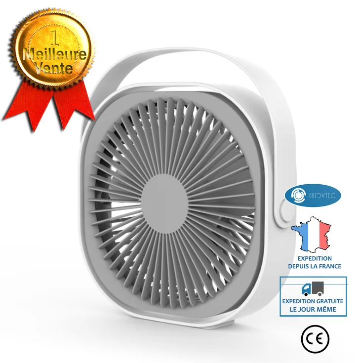 INN® Ventilateur USB, Mini Ventilateur, Ventilateur Rechargeable Silencieux Portable 360 ° Réglable 3 Modes Ventilateur de...